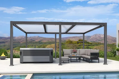 Vista 8 de PURPLE LEAF - Pergola con listones de 11 x 18 pies, marco de aluminio blanco para patios