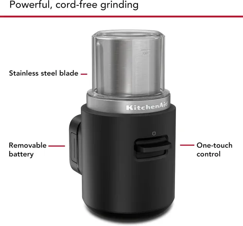 Vista 4 de Molinillo de cuchillas inalámbrico KitchenAid Go™ - batería incluida, KBGR111, Negro Mate