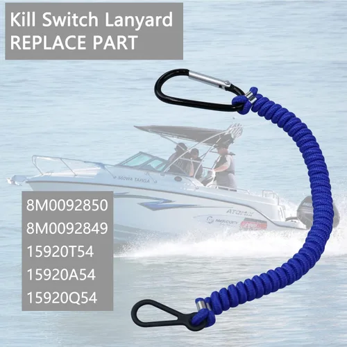 Vista 4 de 8M0092850 - Cordón para interruptor de barco, cable de 54 pulgadas/137 de largo, color azul Correa de repuesto para barco Mercruiser Marine Boat