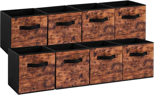 Vista 13 de Stero Cubos de almacenamiento de tela, paquete de 3 contenedores plegables con asa, cestas de almacenamiento de 11 pulgadas caja para estantes