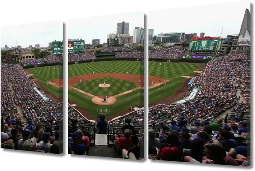 Vista 68 de TUMOVO Arte de pared en lienzo para estadio deportivo, arte de pared de campo Wrigley en Chicago, pinturas de Chicago, impresiones sobre lienzo
