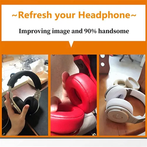 Vista 6 de Almohadillas de repuesto de espuma viscoelástica compatibles con auriculares Monster Beats por Dr.Dre PRO/Detox (rojo)