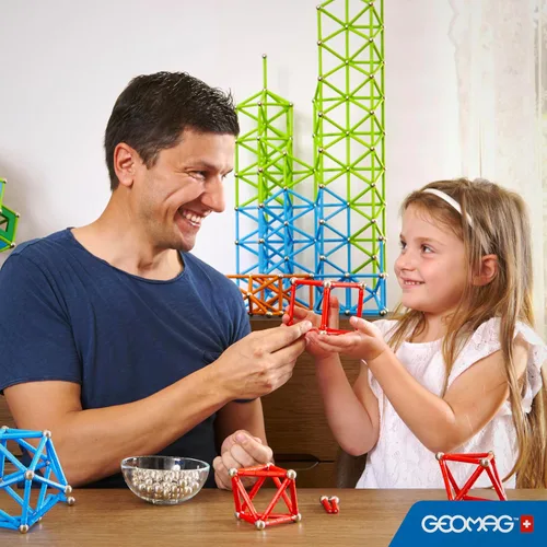 Vista 8 de Geomag Masterbox - Juguetes magnéticos para niños a partir de 8 años, 248 imanes educativos azules para niños, bloques magnéticos, azulejos