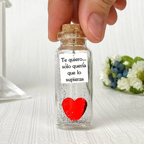 Vista 3 de Kseniya Revta Mensaje romántico en una botella para regalar a tu novio o novia - Tarro de los deseos con una tarjeta para tu esposo o esposa