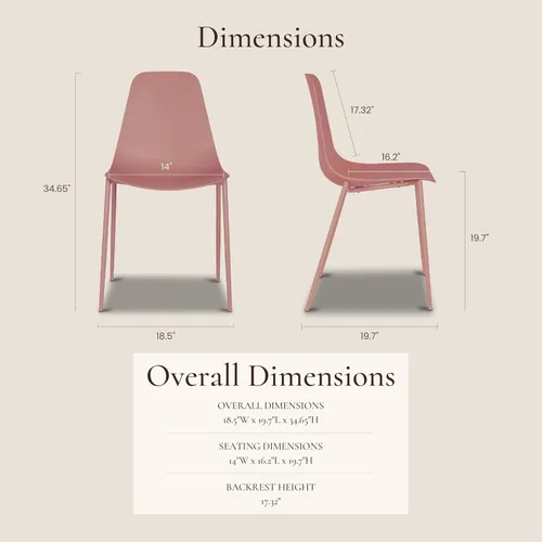 Vista 3 de Poly & BARK Isla - Juego de 4 sillas de cocina modernas, sillas de comedor de plástico con patas de metal, montaje rápido, sillas simples de café
