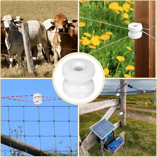 Vista 6 de SiliFine 1 unids WP36 Corner Post Cerca Cerca Aislador Eléctrico Blanco Circular Donut Porcelana Aislador para Cerca Alambre Madera Post