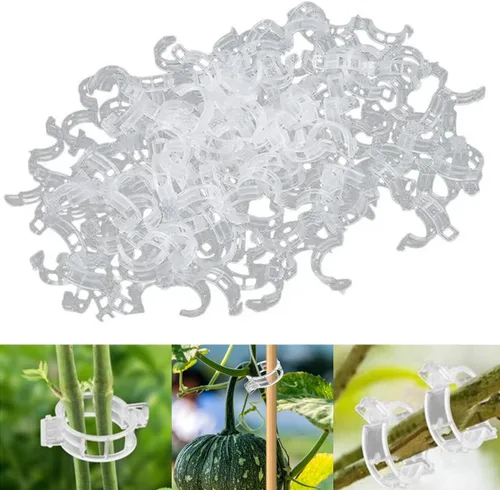 Vista 10 de 50 clips de plástico seguros para plantas, clips de soporte para plantas, clips de jardín para plantas trepadoras, clips de enrejado de plástico