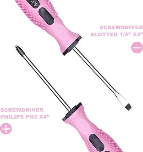 Vista 3 de FASTPRO Kit de herramientas rosa de 7 piezas, juego de herramientas para el hogar para mujeres, herramientas manuales básicas para mantenimiento