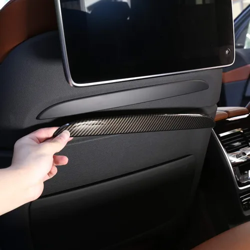 Vista 4 de Tiras de decoración de respaldo de asiento delantero ABS para BMW X5 G05 X7 G07 2019 (estilo de fibra de carbono)
