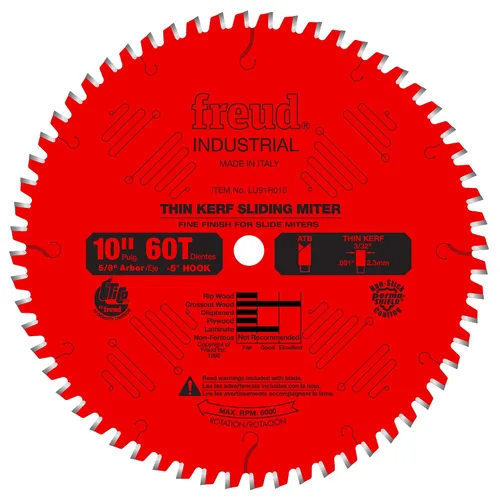 Vista 8 de Freud LU91M010: Hoja de sierra de inglete compuesto deslizante de corte fino de 10 "x 60T