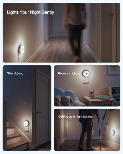 Vista 6 de YELKO Luz nocturna con sensor de movimiento, luz nocturna LED antideslumbrante de 6000 K blanca fría, ultra brillante, acogedora, suave,