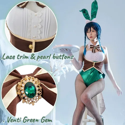 Vista 2 de NSPSTT Disfraz de conejo para mujer disfraz de Dva de conejo traje sexy para cosplay de Hana Song