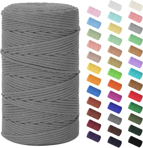 Vista 91 de Cuerda de macramé de 0.079 in x 220 yardas (656 pies), cuerda de algodón natural para colgar en la pared, ganchos de plantas, manualidades Verde