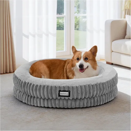 Vista 14 de BALANCE Cama para gatos, cama redonda lavable para gatos de interior, cama de felpa súper suave de piel sintética para cachorros y gatitos con parte