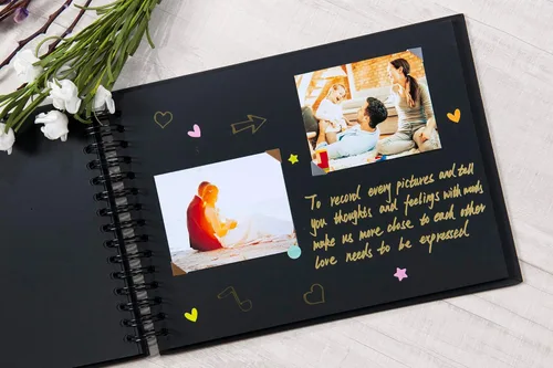 Vista 3 de potricher 12.2 x 8.5 Pulgadas Gran Álbum de Fotos de Bricolaje con Tapa Dura de 80 Páginas de Papel Kraft Grueso, Álbum de Recortes para Boda, Negro
