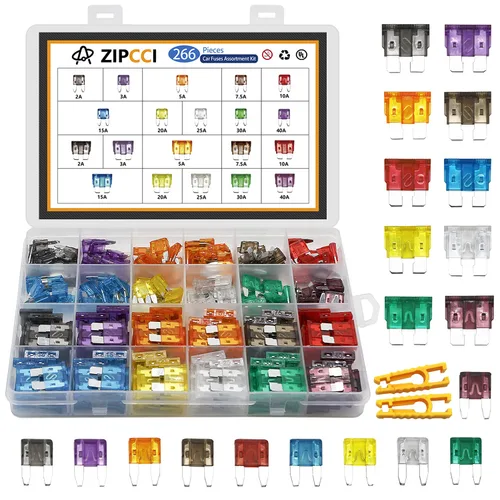 Vista 7 de ZIPCCI 80 piezas de mini fusibles para automóvil, kit surtido de fusibles (1A/3A/5A/10A/15A/20A/30A/40AMP), fusibles de cuchilla automotriz para RV