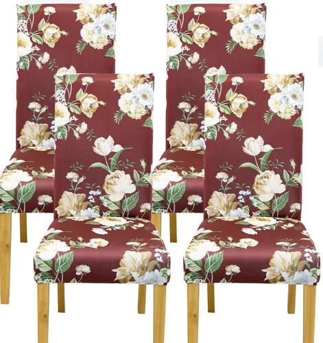 Vista 10 de Juego de 4 fundas elásticas para sillas de comedor, fundas elásticas para sillas de comedor, fundas para sillas de comedor, fundas protectoras