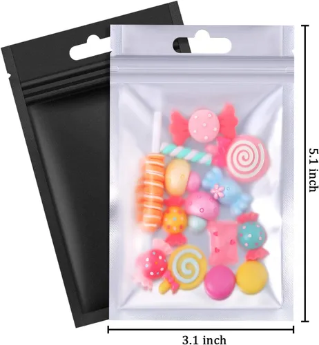 Vista 7 de 200 piezas de bolsas Mylar Zip Lock. Bolsas de papel de aluminio, plano metálico Mylar Foil plano, bolsas ZipLock de almacenamiento de alimentos.