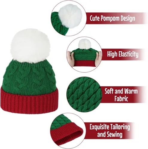 Vista 2 de Century Star Baby Christmas Hat Knit Santa Hat Winter Baby Boy Girl Christmas Xmas Newborn Toddler Kids Christmas Beanie