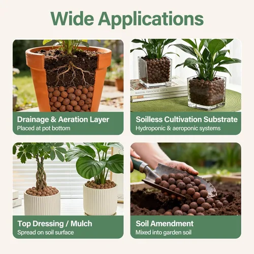 Vista 5 de Halatool 2 LB Guijarros de arcilla expandida natural de 2 libras para plantas 4mm-16mm Bolas de arcilla 100% orgánicas Hydroton Leca para plantas