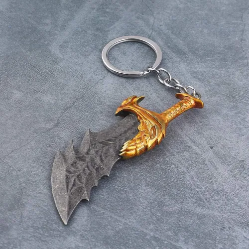 Vista 7 de SONGCHANGJEWELRY Game God of War Llaveros Kratos Blades of Chaos Cosplay Metal Llavero Cuchillas del Caos Regalos Hombres Adolescentes