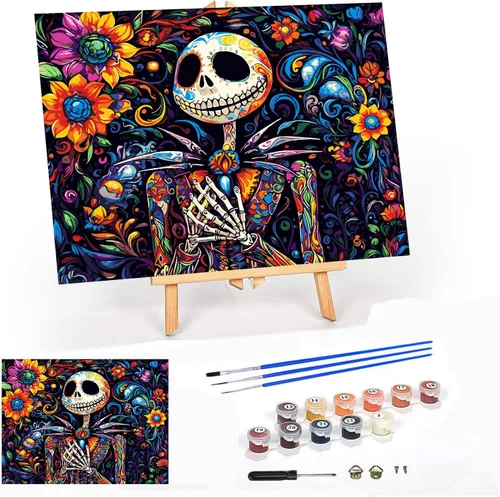 Vista 31 de Meothan Kits de pintura por números para adultos enmarcados, pintura de otoño por números para adultos principiantes, kits de pintura de calabaza