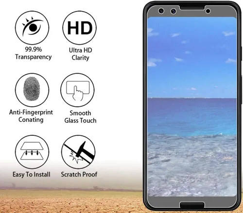 Vista 8 de Protector de pantalla de vidrio templado para Google Pixel 3, 2 unidades, antiarañazos, para Google Pixel 3, protector de pantalla de vidrio