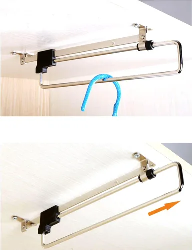 Vista 5 de Closet Pull Out Autuwintor - Barra de valet extraíble para armario, barra ajustable para ropa, montaje lateral con tornillos de montaje, acero