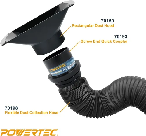 Vista 3 de POWERTEC 70150V Campana de polvo rectangular para 4 pulgadas OD accesorio, para carpintería manguera y accesorios de recolección de polvo