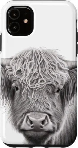 Vista 5 de Funda para iPhone 15 Highland Cow Scottish Cattle Pencil