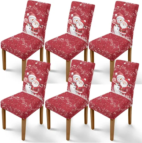 Vista 9 de Rnyleeg Fundas de silla de Navidad para sala de estar, diseño de muñeco de nieve azul, estampado de pájaros, fundas para sillas de comedor, 1