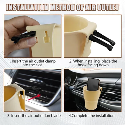 Vista 6 de Gancho para portavasos de automóvil, soporte para tazas de puerta de automóvil, contenedor de botella de bebida con clips de ventilación de aire