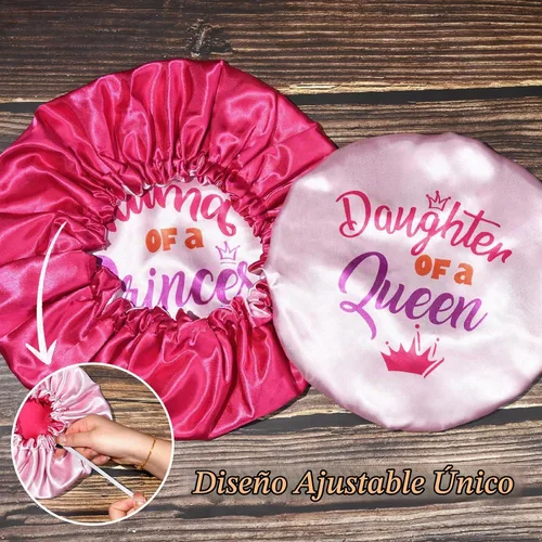 Vista 3 de Juego de capó para bebé, gorro para dormir, gorro para el pelo del bebé, para mujeres, niñas, niños, rizado, reversible, ajustable, color rosa Corona