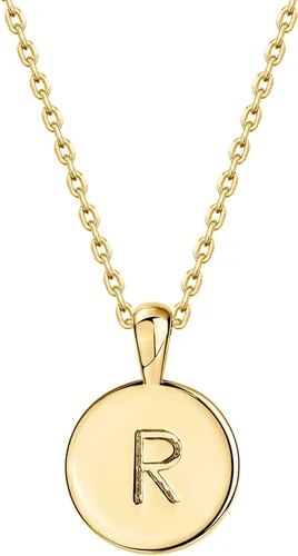 Vista 20 de PAVOI - Collar con dije de letra inicial chapado en oro de 14 quilates para mujer Collar con inicial alfabética de oro
