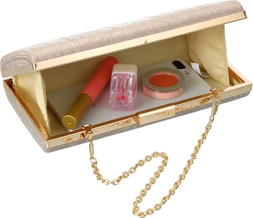 Vista 6 de Rucavono - Monederos de mano para mujer, bolsos de mano dorados, bolsos de noche, bolsos clásicos de boda, fiesta, novia, baile de graduación, bolso
