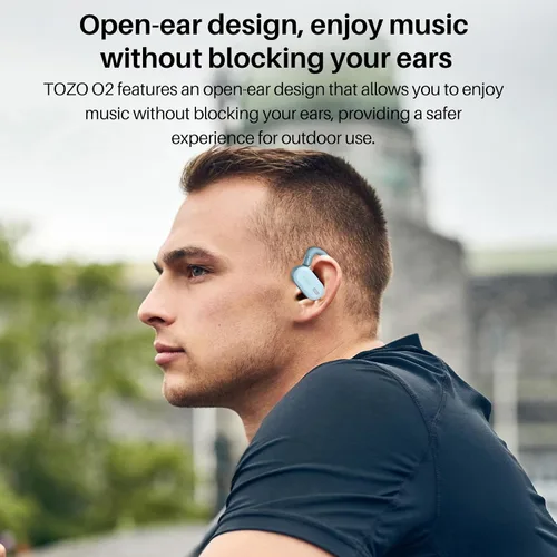 Vista 3 de TOZO O2 Auriculares Inalámbricos True Open Ear Ligeros con Ajuste Multi-Ángulo, Auriculares Bluetooth 5.3 con Diseño de Doble Eje para Comodidad Azul
