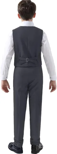 Vista 3 de Traje para niños pequeños de 4 piezas, traje de esmoquin de boda, chaleco y pantalones