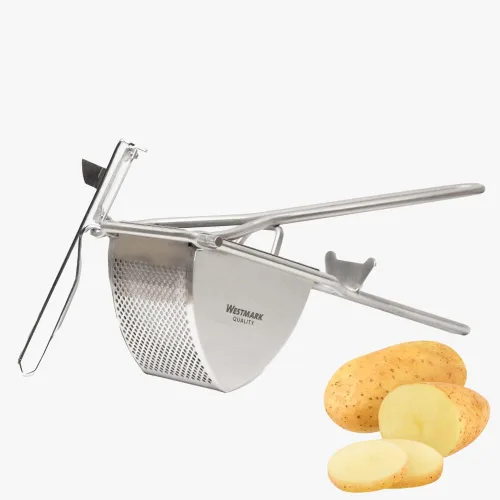 Vista 8 de Westmark Spaetzle and Potato Press - Prensa de masa versátil para Spaetzle, puré de papas y helado de espagueti, color blanco
