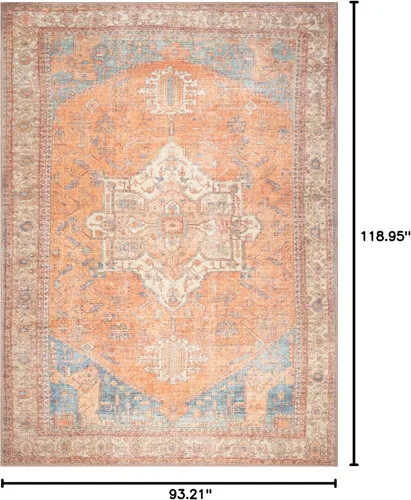 Vista 328 de GLN Rugs Traditional Collection - Alfombra de felpilla lavable a máquina, tradicional lavable, antideslizante, alfombra de felpilla de pelo corto