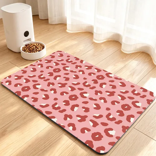 Vista 10 de Tapete de comida para perros, tapete absorbente para alimentación Patas de perro beige