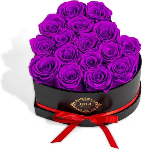 Vista 11 de 16 rosas preservadas en caja en forma de corazón, flores para entrega Prime que duran hasta 2 años, flores reales eternas para esposa, novia, madre