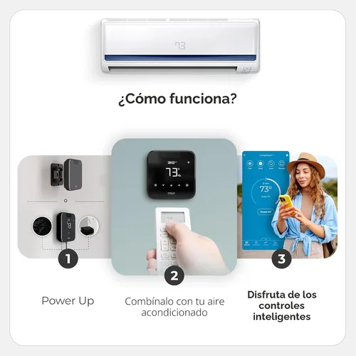 Vista 4 de Breez Max - Termostato inteligente WiFi para mini-Split, ventana, CA portátil (negro) AHR Product of the Year Smart AC Controller AI-Based
