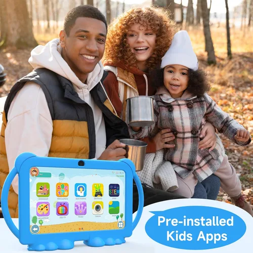Vista 6 de PEICHENG Tableta para Niños de 7 Pulgadas Android 12.0 para Niños Pequeños, 4GB RAM 32GB ROM Bluetooth Pantalla IPS Control Parental Cámara Dual Azul