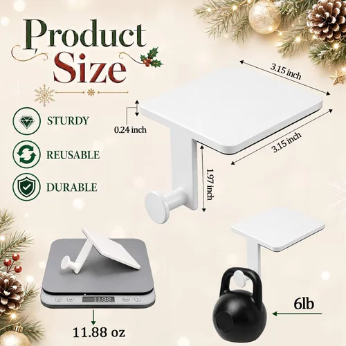 Vista 4 de 4 Pack White Christmas Stocking Holders for Mantle, Heavy Duty Metal Hooks