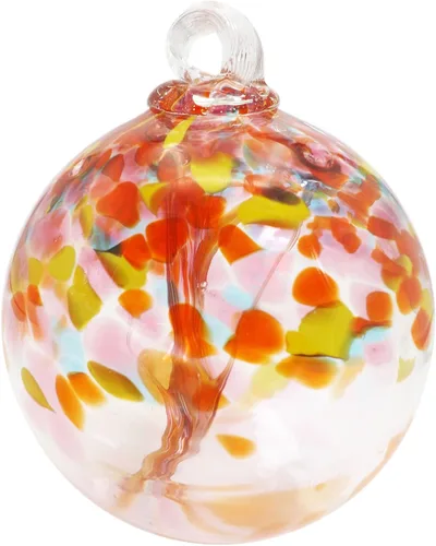 Vista 14 de Dale Tiffany Vidrio soplado a mano, 3 pulgadas de diámetro, color aguamarina, Colección Árbol de la Vida, Globo de Bruja Colgante para Jardín