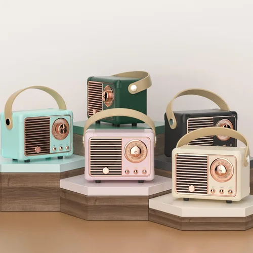 Vista 5 de Altavoz Bluetooth retro, altavoz Bluetooth inalámbrico, lindo estilo antiguo para cocina, dormitorio, oficina, fiesta, al aire libre, altavoz