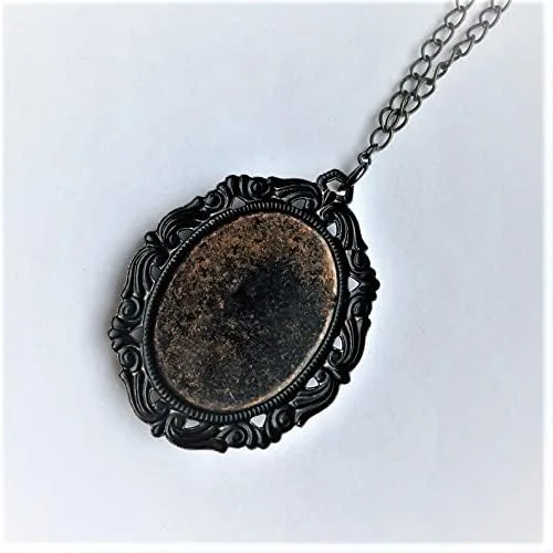 Vista 4 de Victorian Cameo Winter Lady Four Seasons Muse painting Necklace Iron Brass Bezel Romantic