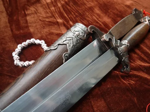 Vista 6 de LOONGSWORD - Juego de espada china doble de acero inoxidable – Cuchillas flexibles hechas a mano, vaina y mango de palisandro, espadas tradicionales