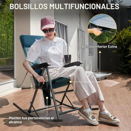 Vista 8 de Timber Ridge Silla mecedora ajustable de 3 niveles, respaldo alto acolchado ergonómico, soporta 300 libras, balancín estable antipunta, reposabrazos