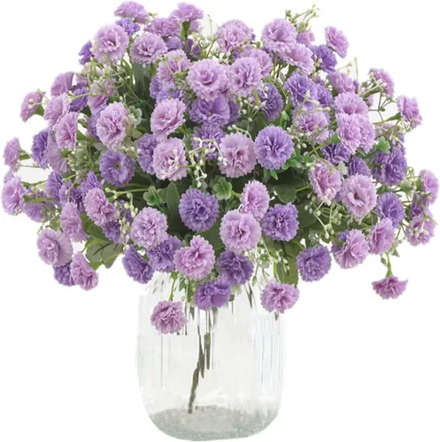 Vista 6 de 2 flores artificiales de clavel pequeñas a granel con tallos de seda, flores de clavel de seda para exteriores, bodas, hogar, hotel, decoración
